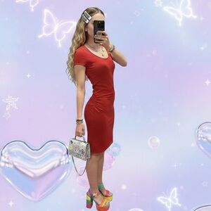 Vintage Moschino Cheap & Chic Red Bodycon Dress — Designer Italian Style